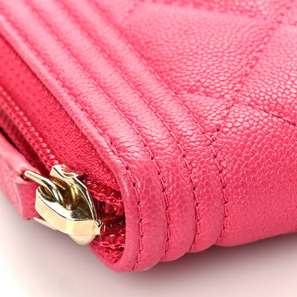 Chanel Caviar Quilted Small Boy Zip Around Wallet Fuchsia 8 of 10