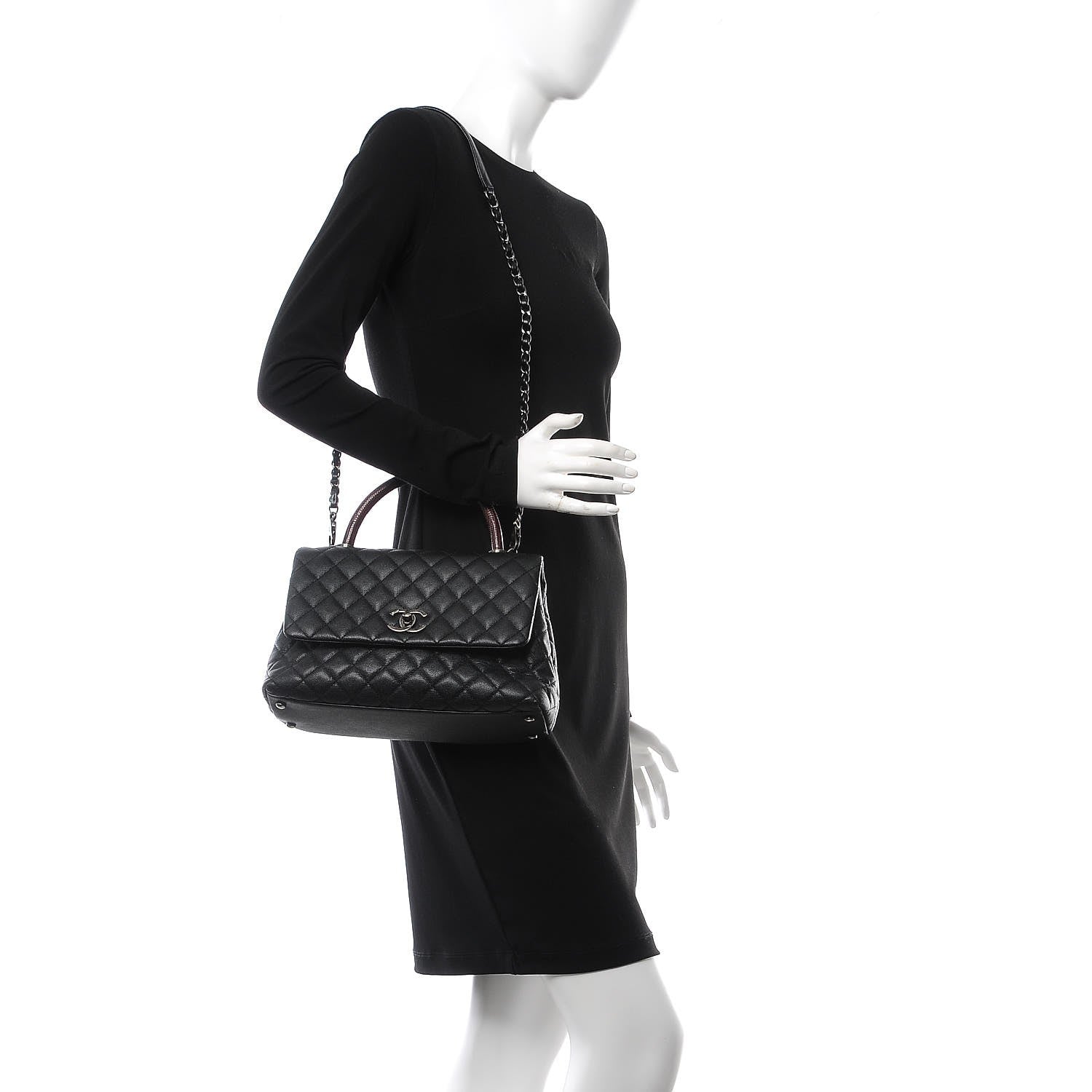 Chanel Caviar Lizard Quilted Small Coco Handle Flap Black 2 of 11