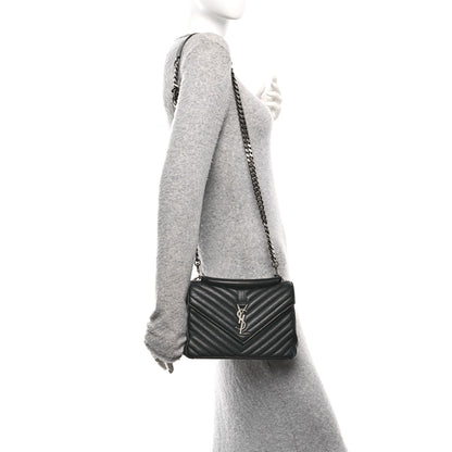 Saint Laurent Sheepskin Matelasse Chevron Monogram Medium College Bag 2 of 11