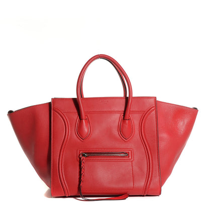 Celine Supple Calfskin Medium Phantom Luggage Vermillion 1 of 9