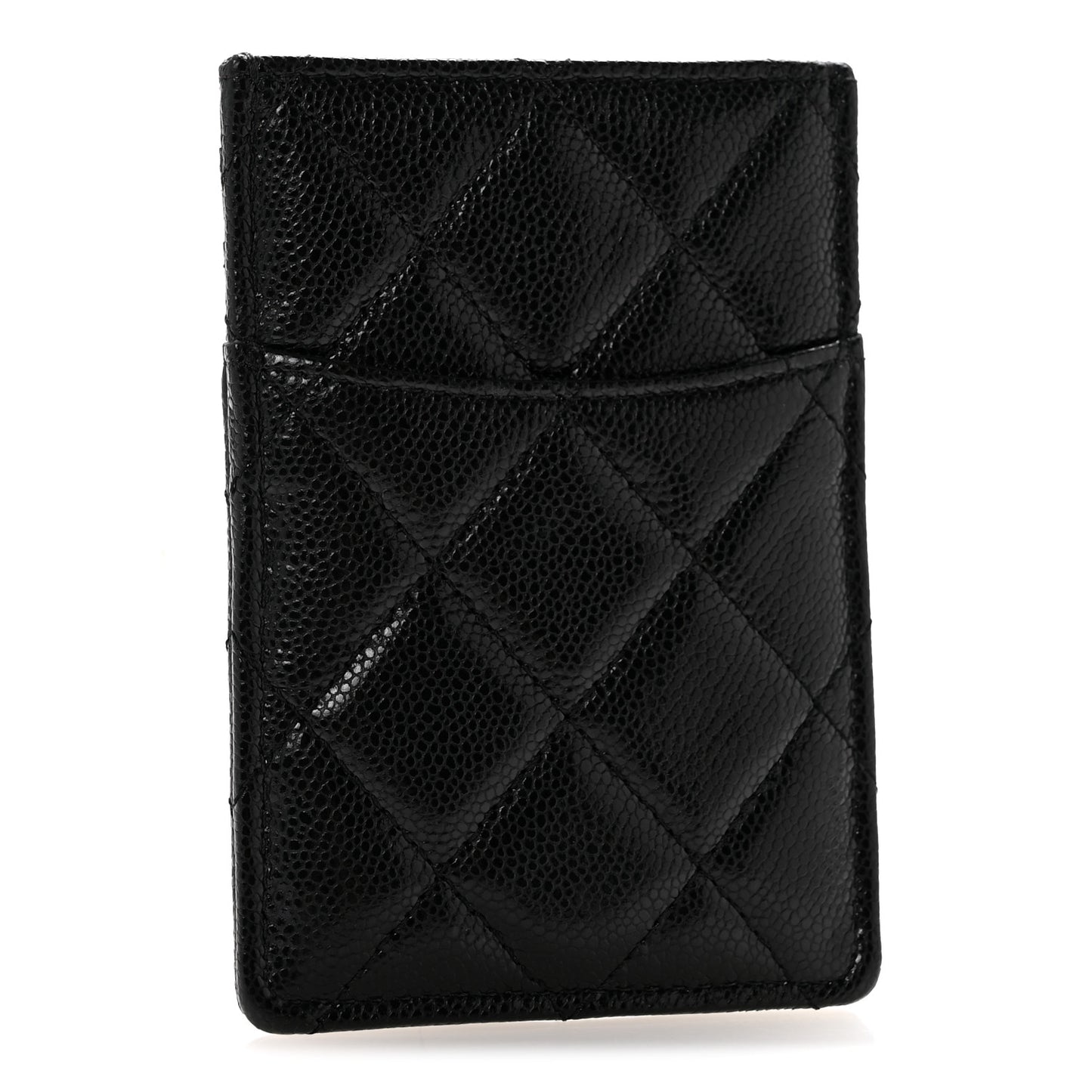 Caviar Quilted Vertical Card Holder Black