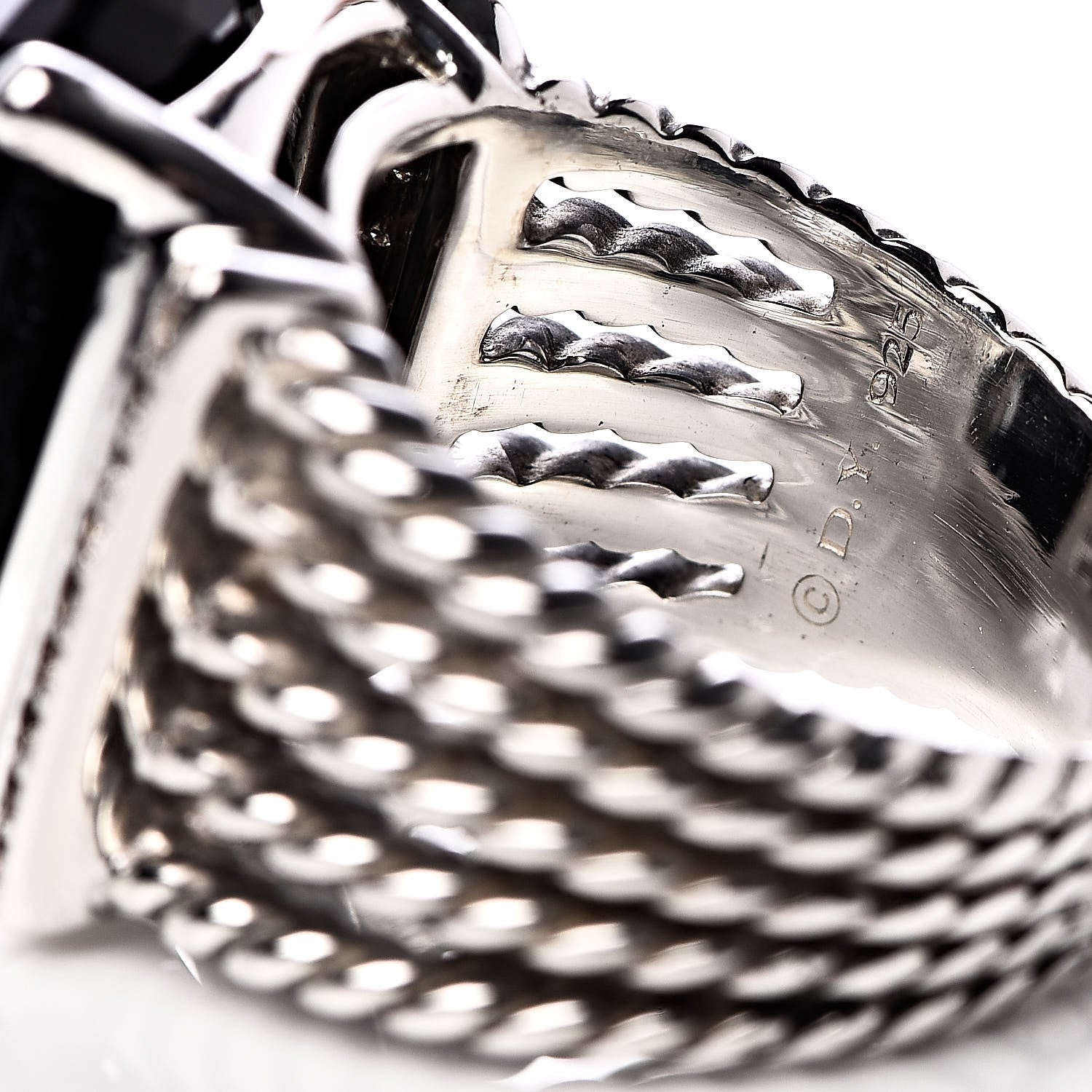 David Yurman Sterling Silver Diamond Black Onyx 20mm Wheaton Ring 58 8.25 5 of 5