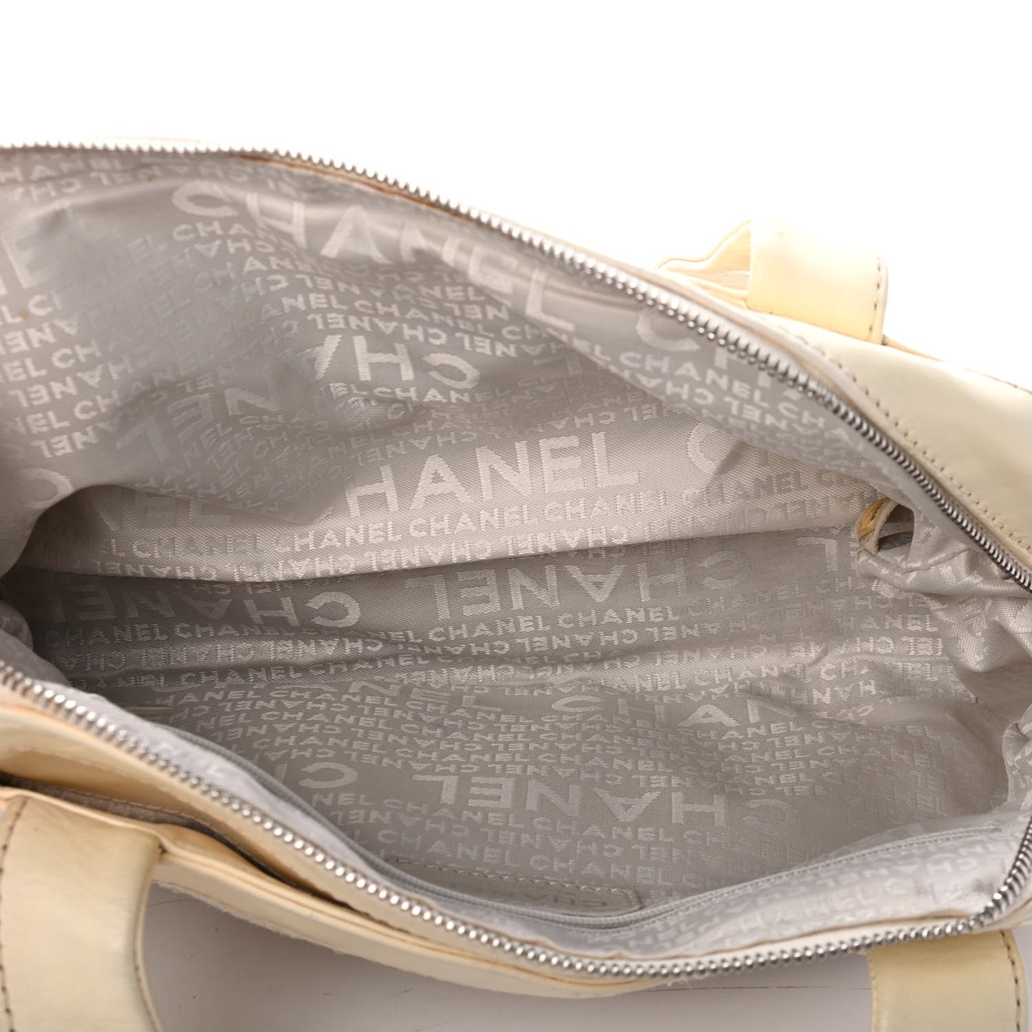 Canvas Woven Lambskin Lax Shoulder Bag Ivory
