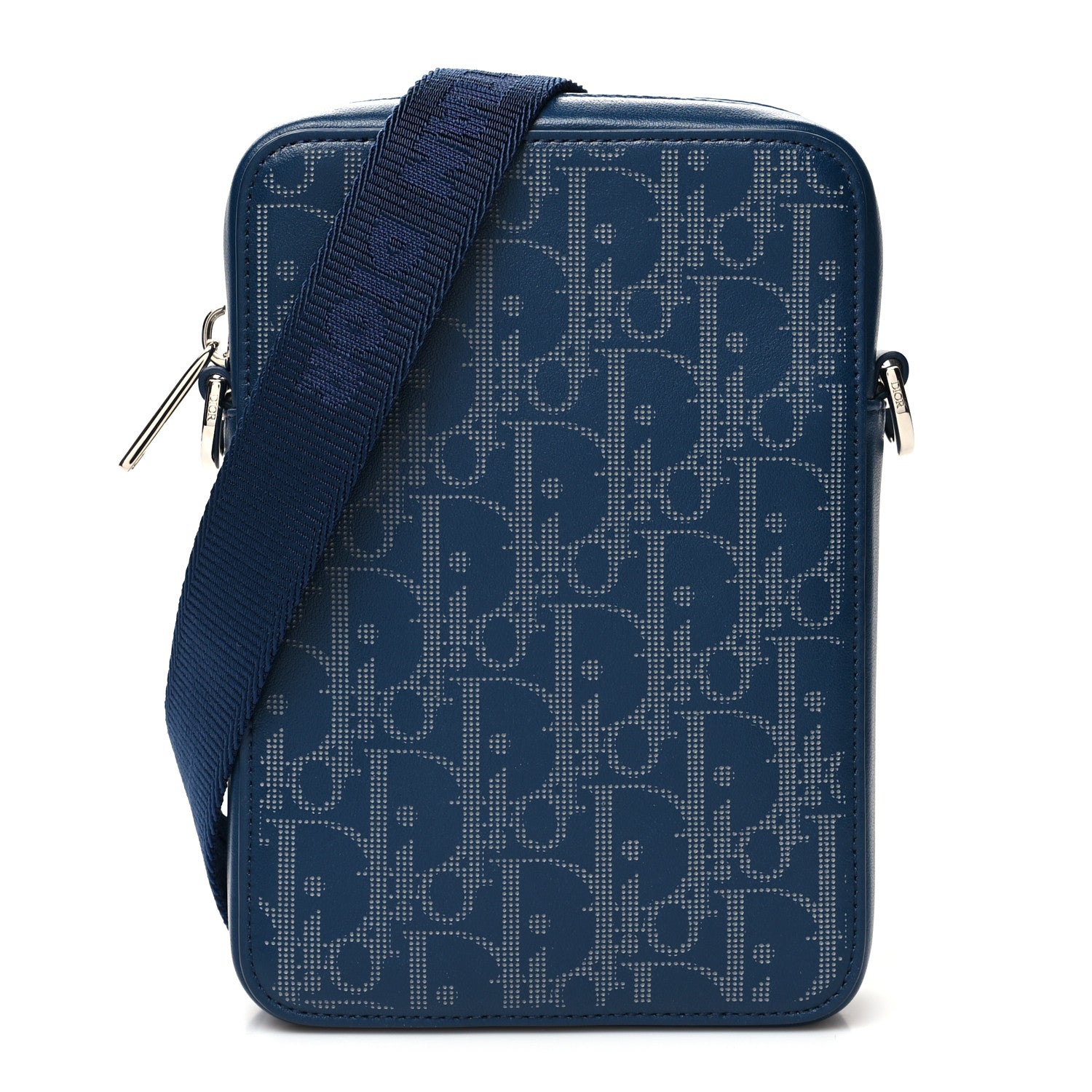 Christian Dior Calfskin Oblique Galaxy Perforated World Tour Messenger Pouch Blue White 1 of 10