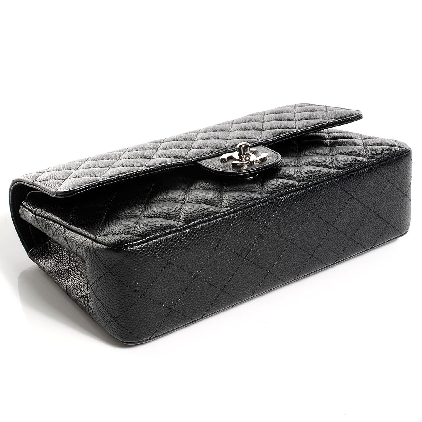 Caviar Quilted Medium Double Flap Black
