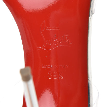 Christian Louboutin PVC Spiked Jamais Assez 100 T-Strap Sandals 39.5 Silver 9 of 11