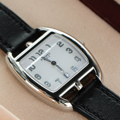 Hermes Stainless Steel Barenia 26mm Cape Cod Tonneau Quartz Watch Noir 9 of 9