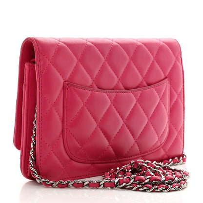 Chanel Lambskin Quilted Wallet On Chain WOC Pink 3 of 14