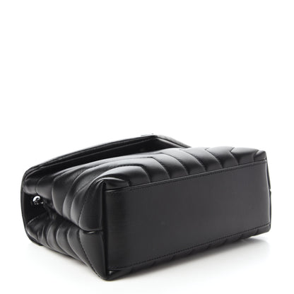 Saint Laurent Calfskin Y Quilted Monogram Small Loulou Chain Satchel Black 4 of 9