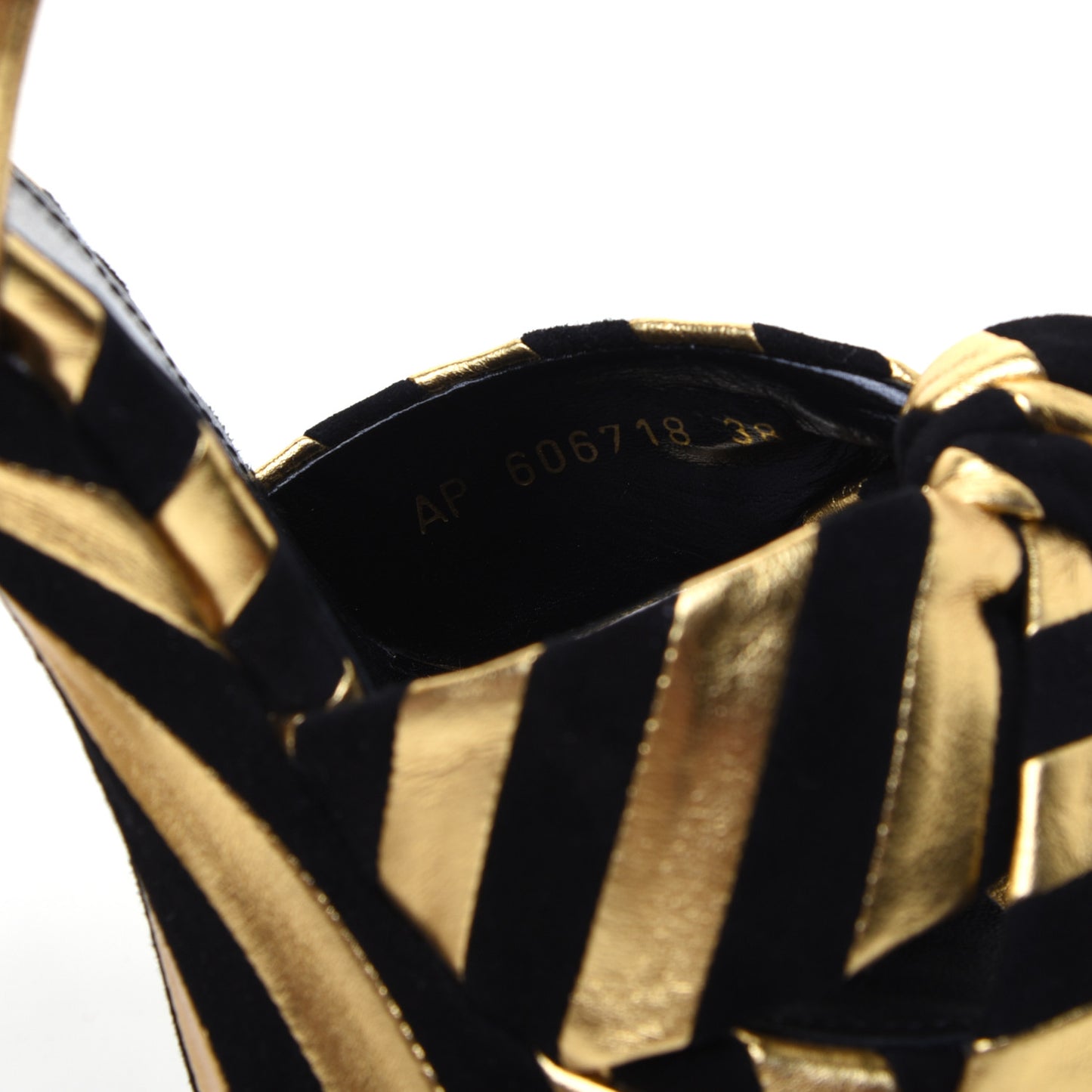 Metallic Suede Bianca 125 Platform Sandals 38 Black Gold