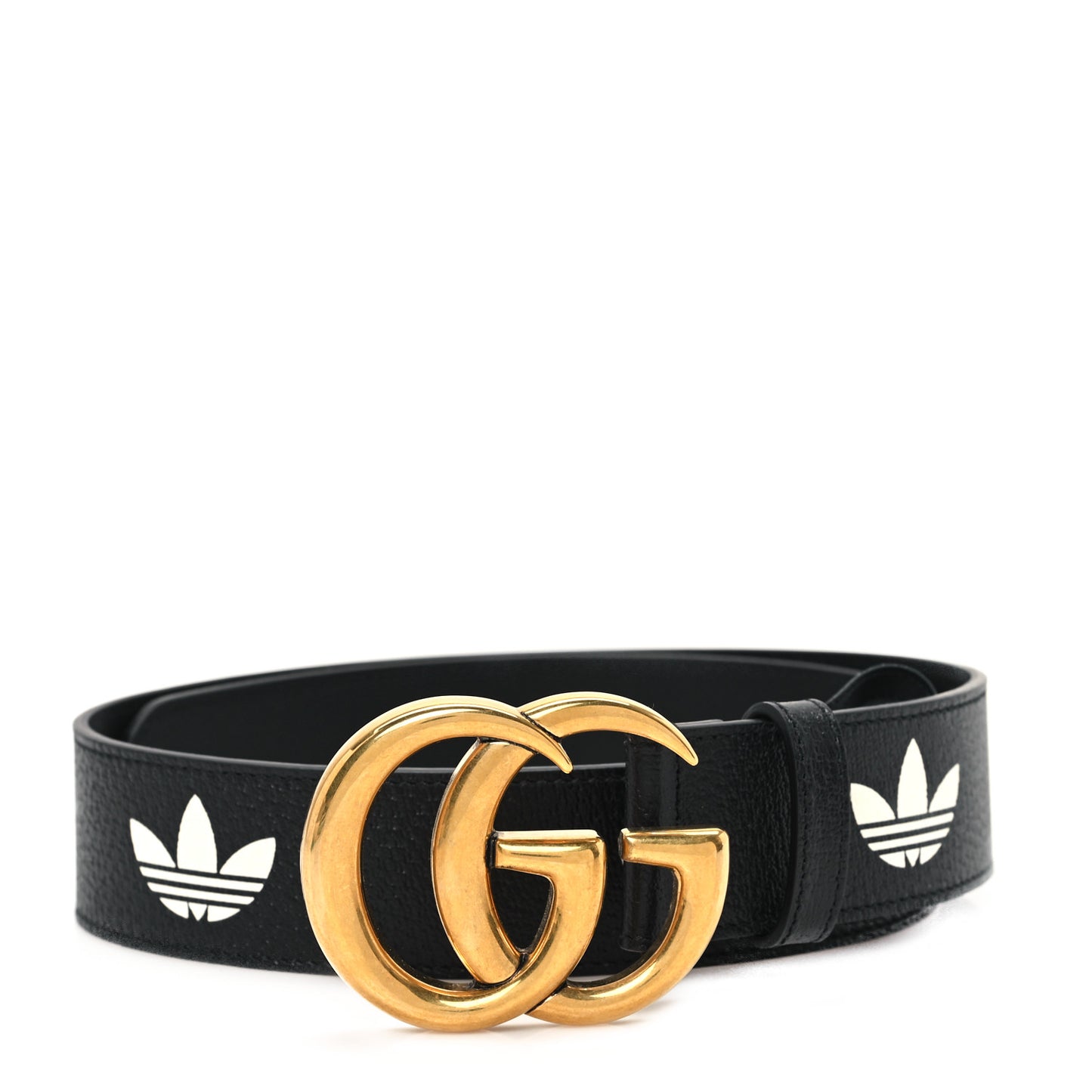 X ADIDAS Textured Dollar Calfskin Double G 40mm Belt 75 30 Black