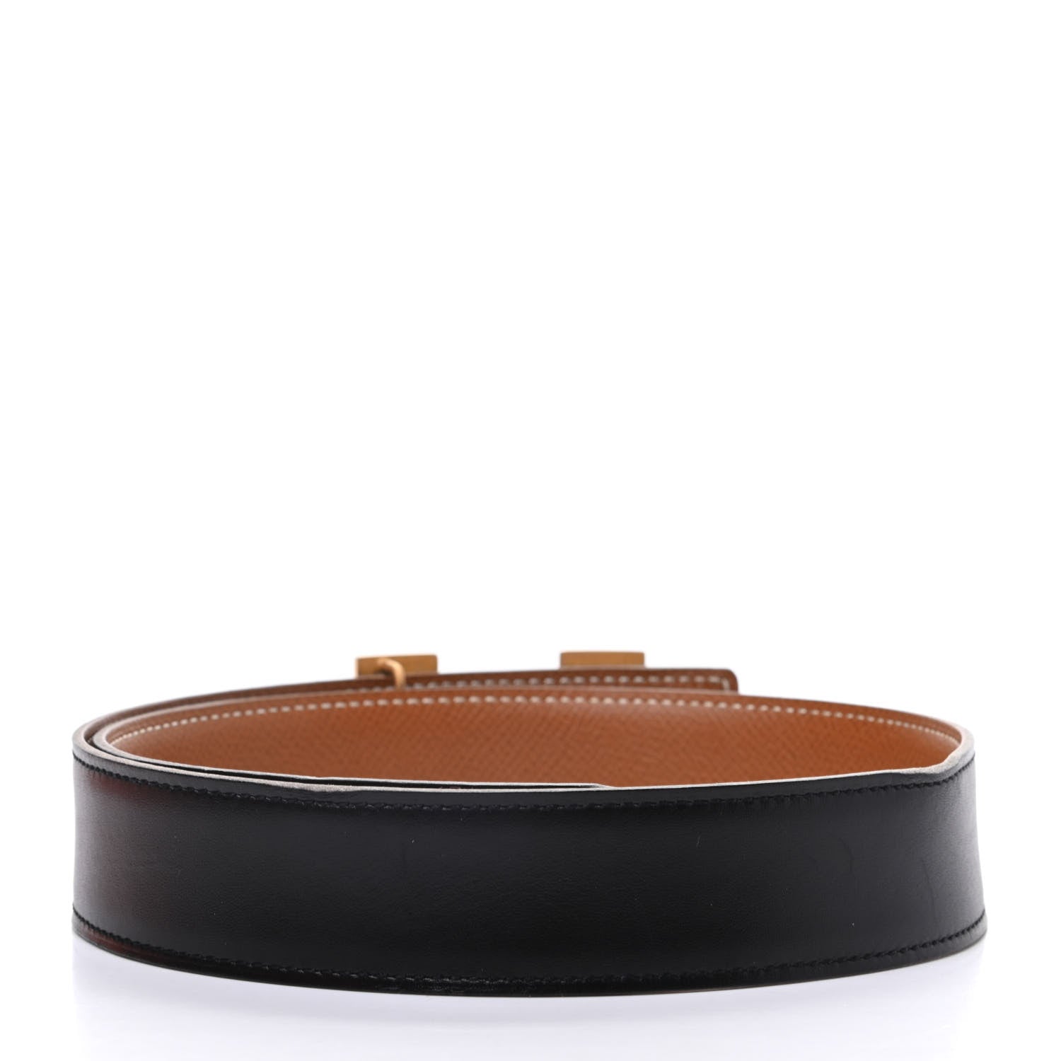 Hermes Box Togo 32mm H Belt 65 Black Gold 2 of 8