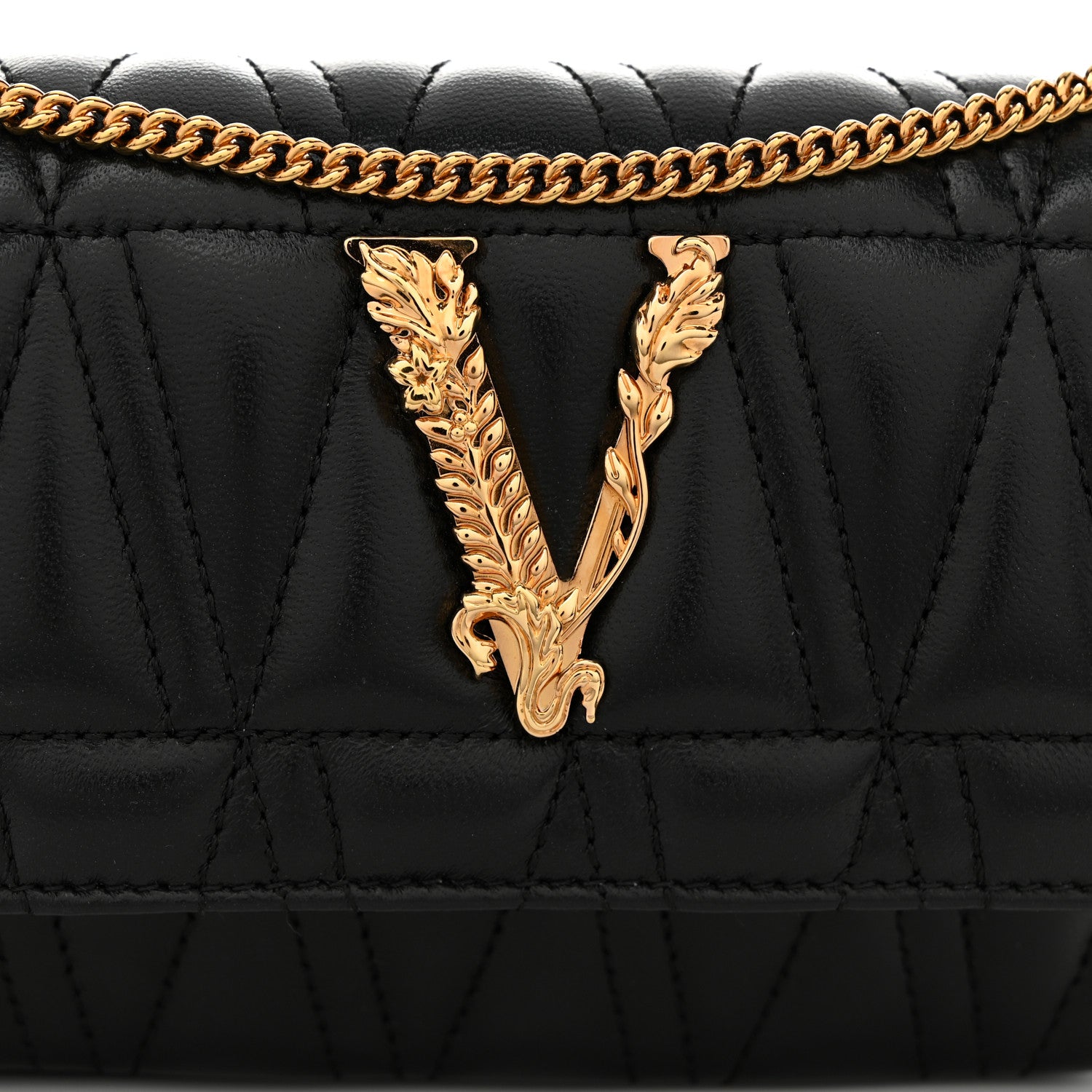 Versace Nappa Quilted Virtus Evening Bag Black 7 of 9
