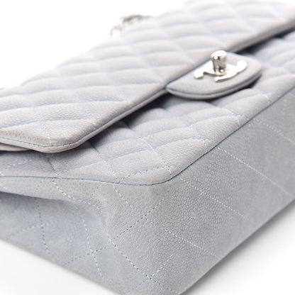 Chanel Iridescent Caviar Quilted Medium Double Flap Light Grey 9 of 15