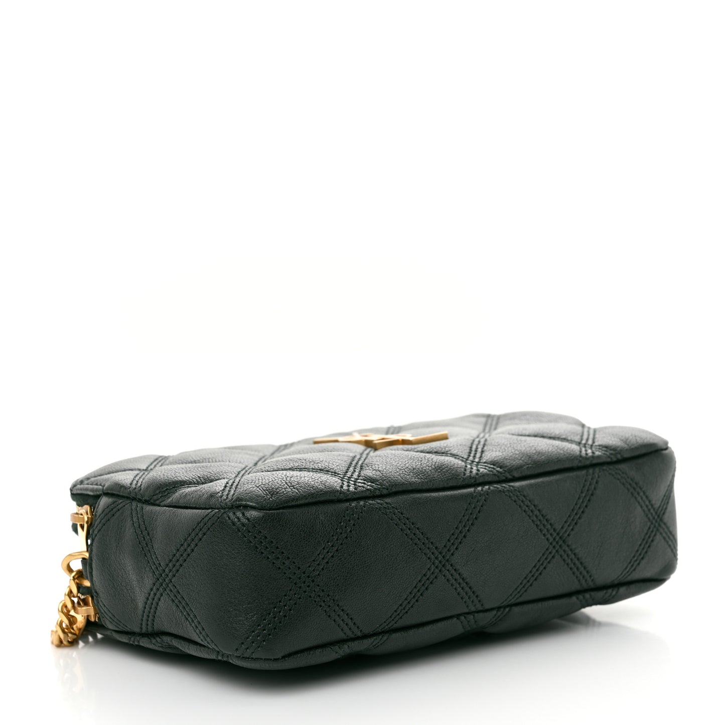 Grained Lambskin Quilted Mini Becky Double Zip Bag Dark Green
