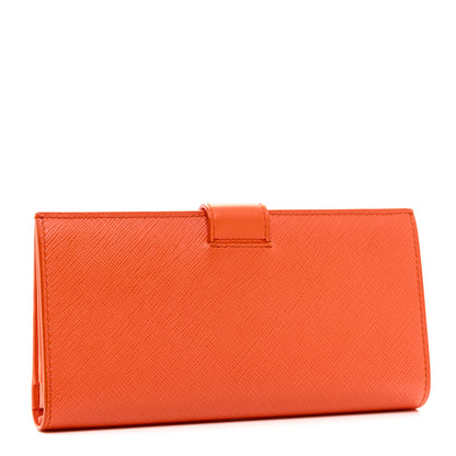 Prada Saffiano Calfskin Large Triangle Continental Wallet Orange 3 of 6
