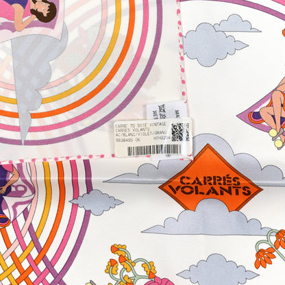 Hermes Silk Carres Volants Scarf 70 White Violet Orange 6 of 6