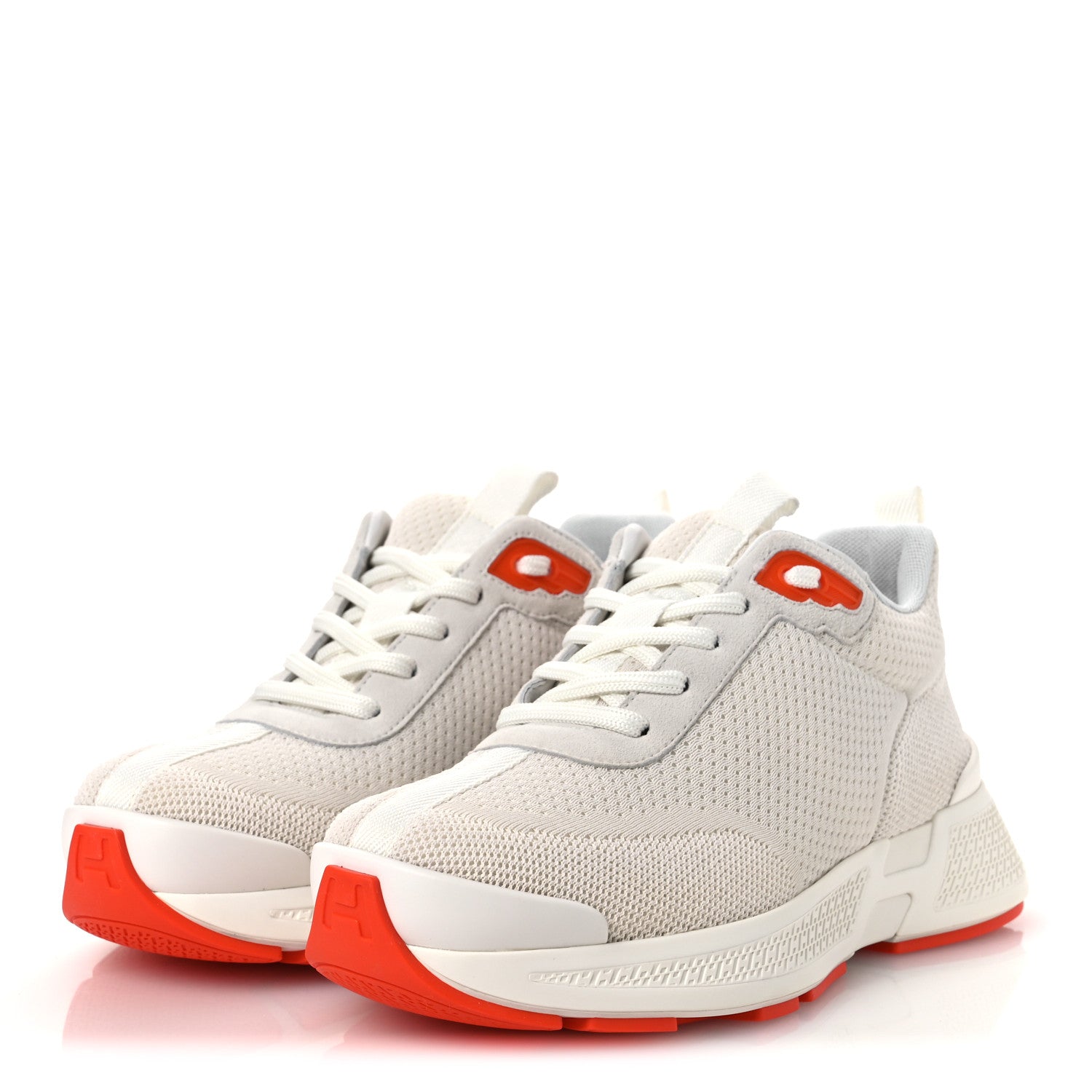 Hermes Technical Knit Suede Heros Sneakers 38 White 3 of 12