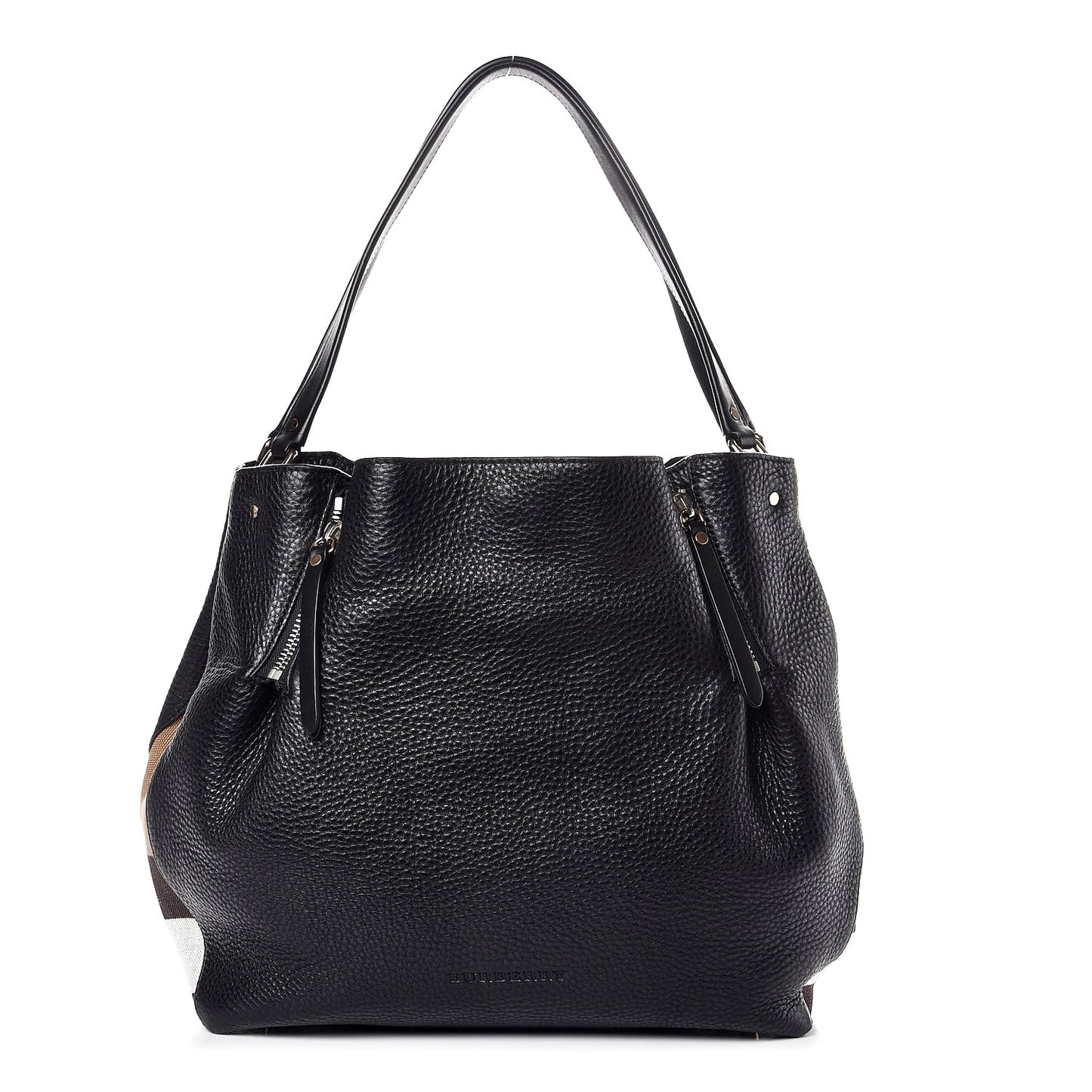 Grainy Calfskin House Check Medium Maidstone Black