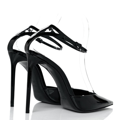 Saint Laurent Patent Calfskin Zoe 105 Ankle Strap Pumps 39 Black 4 of 8