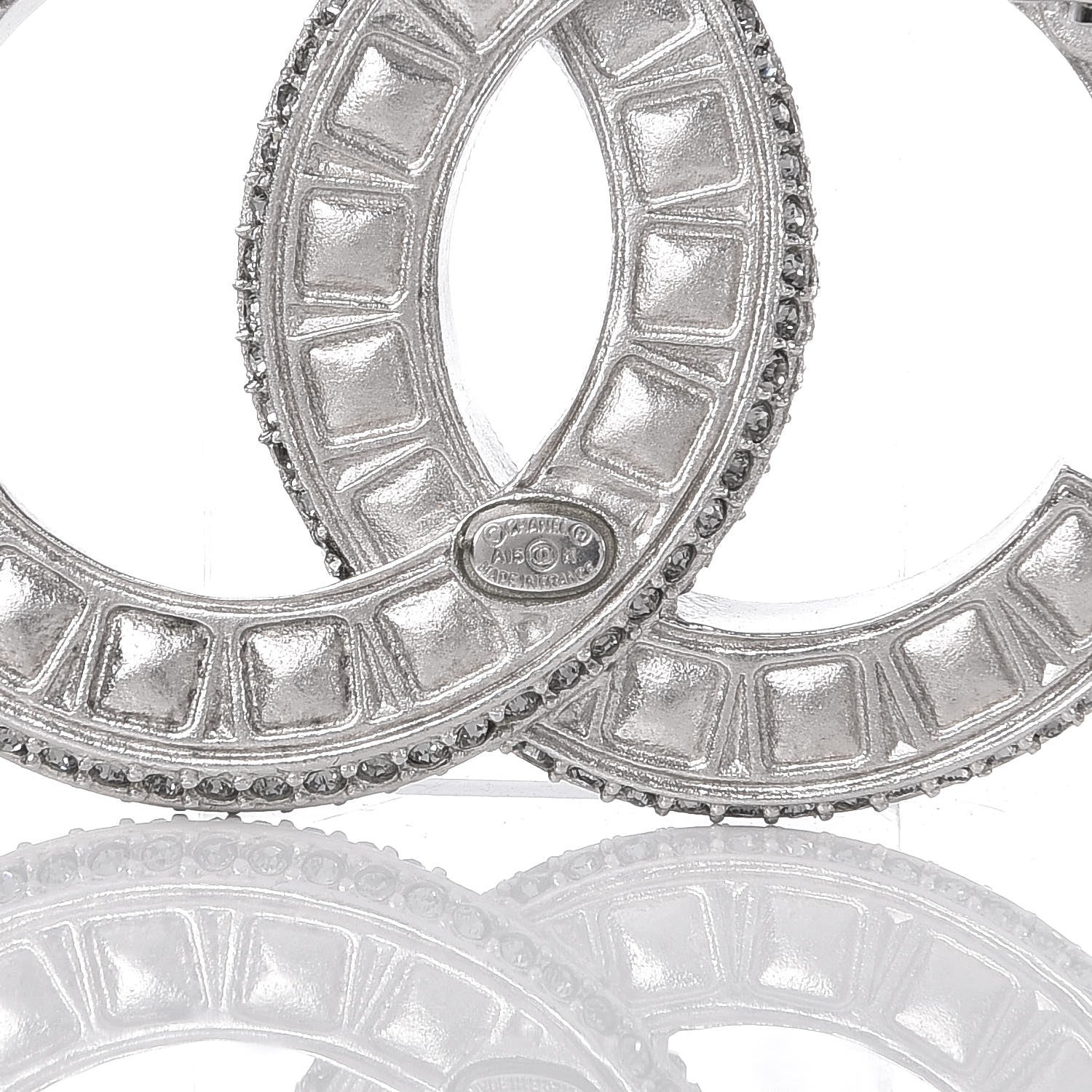 Chanel Baguette Crystal CC Brooch Silver Black 4 of 5