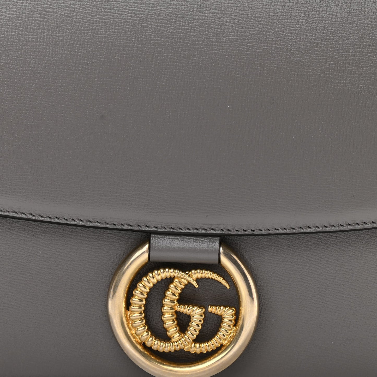 Textured Calfskin Medium Torchon GG Ring Shoulder Bag Grey
