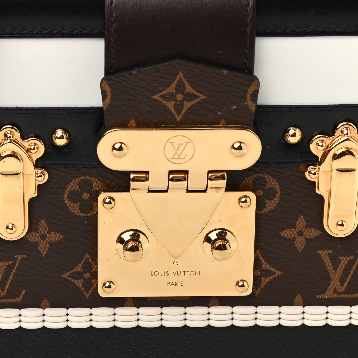 Monogram Calfskin Petite Malle Black White