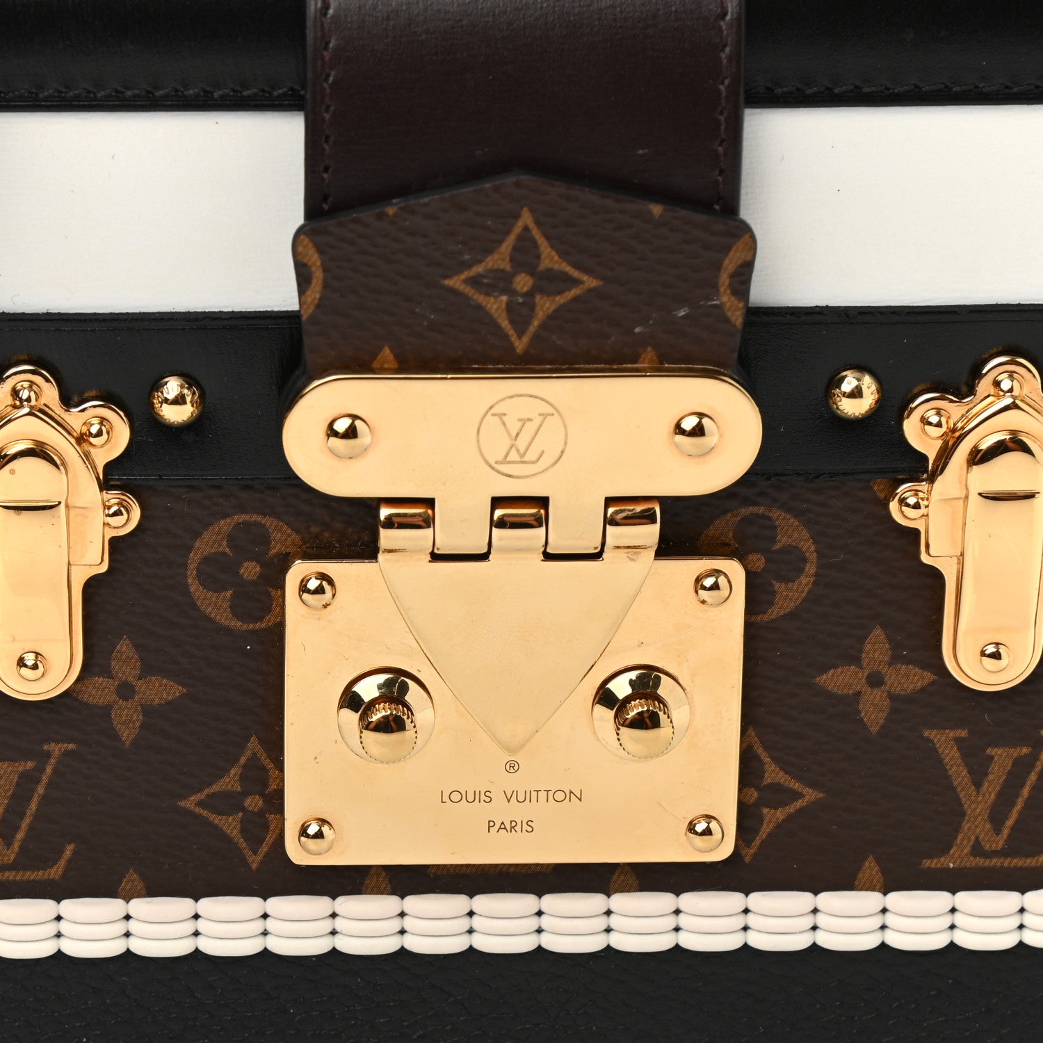 Louis Vuitton Monogram Calfskin Petite Malle Black White 6 of 10