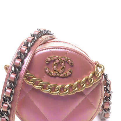 Chanel Iridescent Calfskin Quilted 19 Round Clutch With Chain Pink 8 of 11