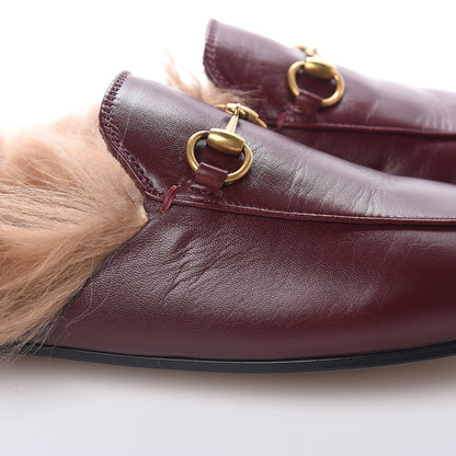 Gucci Malaga Kid Fur Womens Princetown Slippers 38.5 Vintage Bordeaux 8 of 10