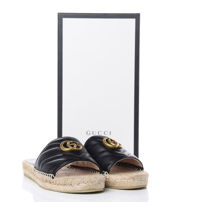 Gucci Nappa Matelasse GG Marmont Espadrille Slide Sandals 39 Black 11 of 11