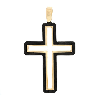 David Yurman 18K Yellow Gold Forged Carbon 24mm Cross Pendant 1 of 4