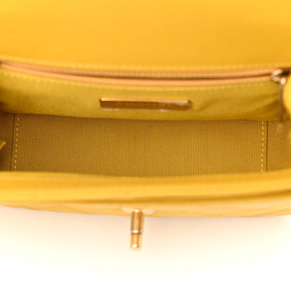 Chanel Lambskin Quilted Small Chain Infinity Top Handle Flap Yellow 5 of 10