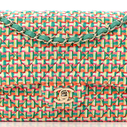 Chanel Tweed Quilted Medium Double Flap Multicolor Green 8 of 12