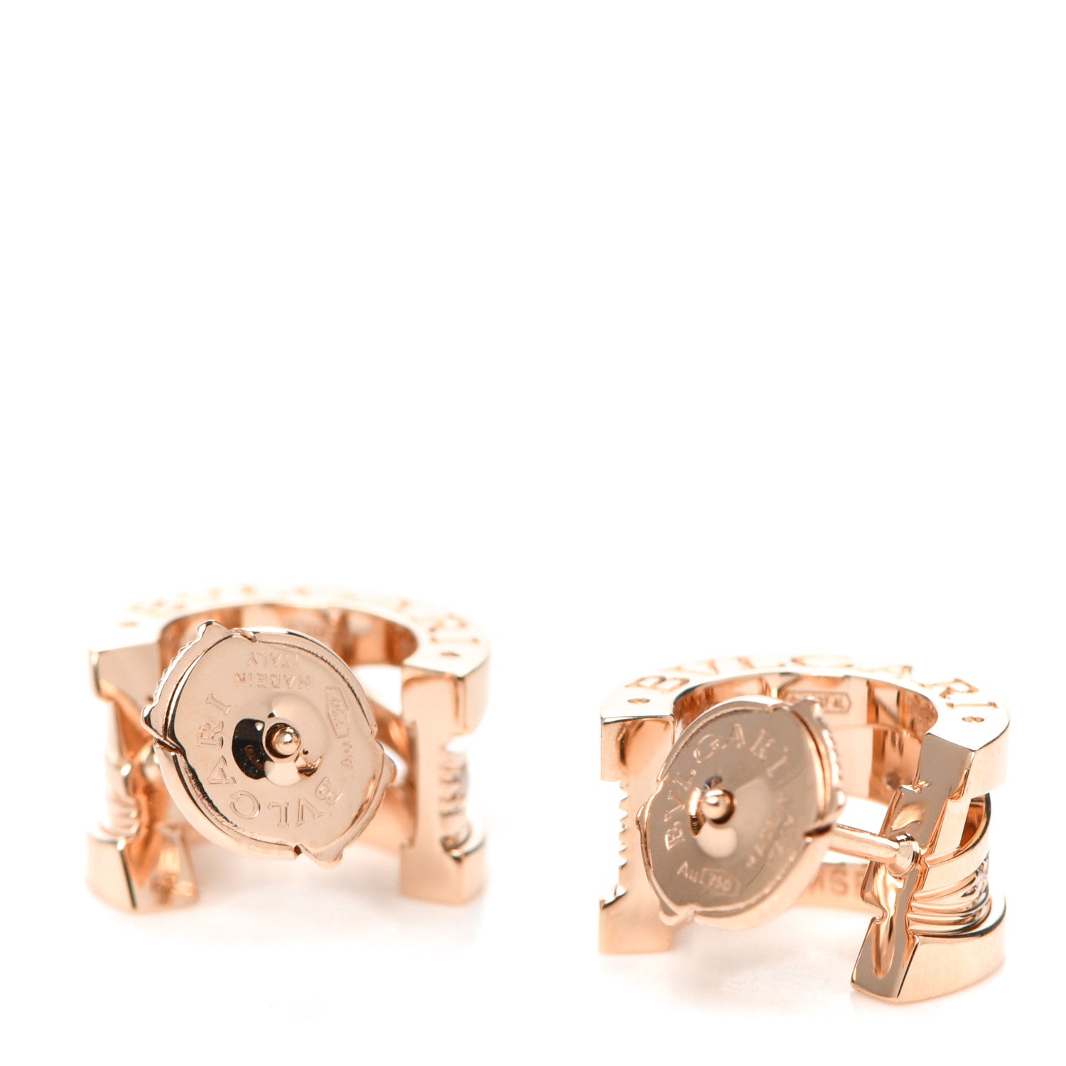 Bulgari 18K Rose Gold Diamond B.Zero1 Legend Hoop Earrings 3 of 6