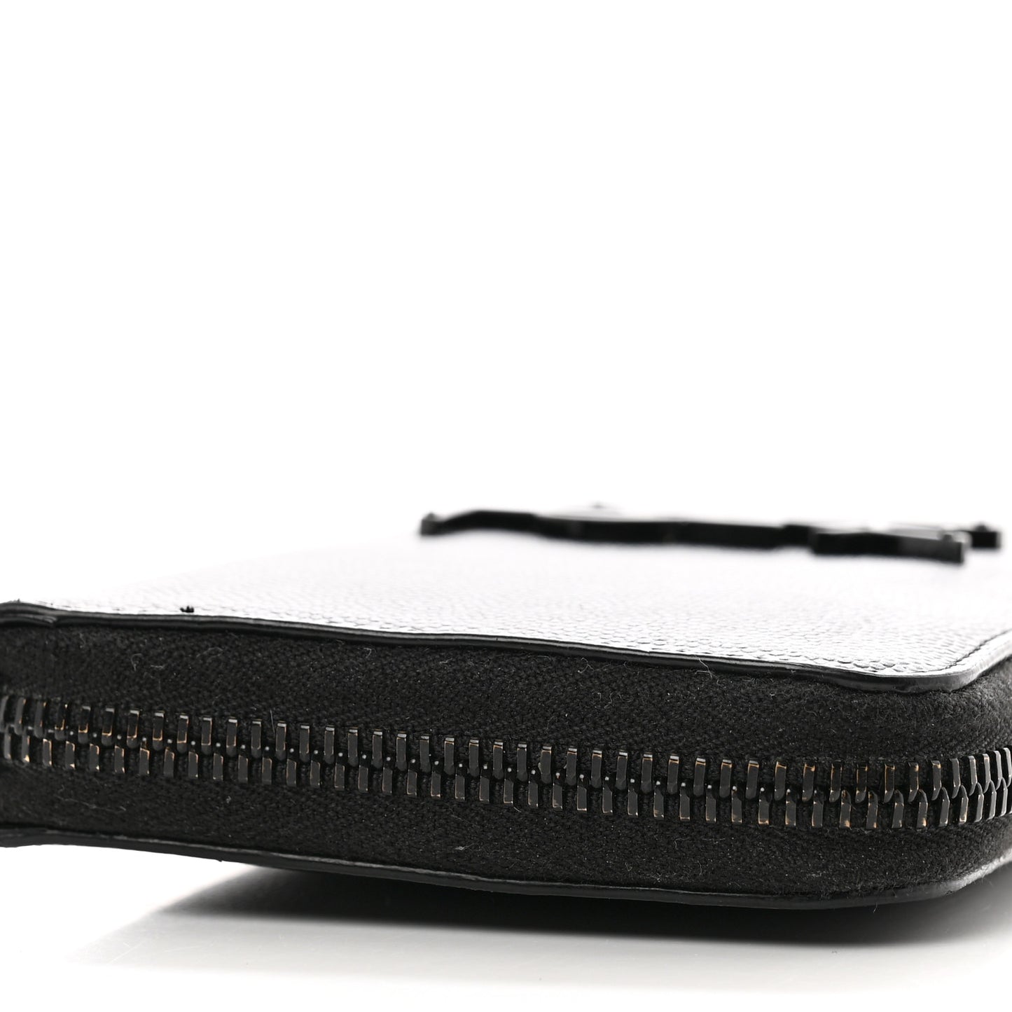 Grain De Poudre Matelasse Chevron Monogram Monochrome Zip Around Wallet Black