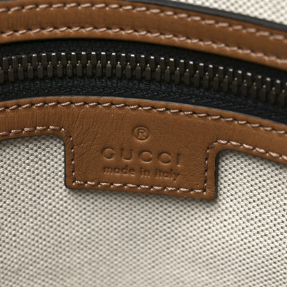 Gucci Monogram Textured Dollar Calfskin Web XL Bauletto Duffle Top Handle Bag Black Koi Beige 6 of 9