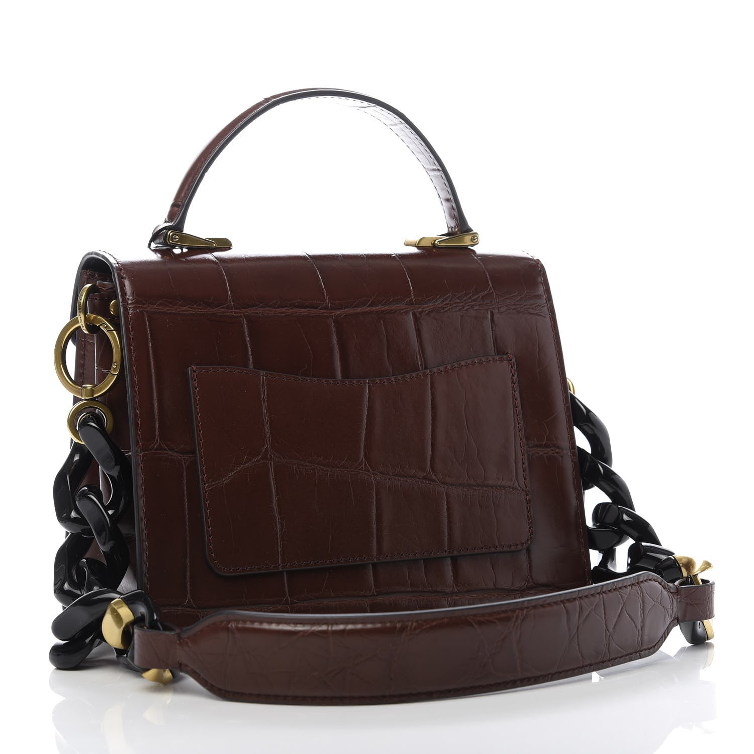 Marc Jacobs Calfskin Crocodile Embossed Uptown Shoulder Bag Brown 3 of 8
