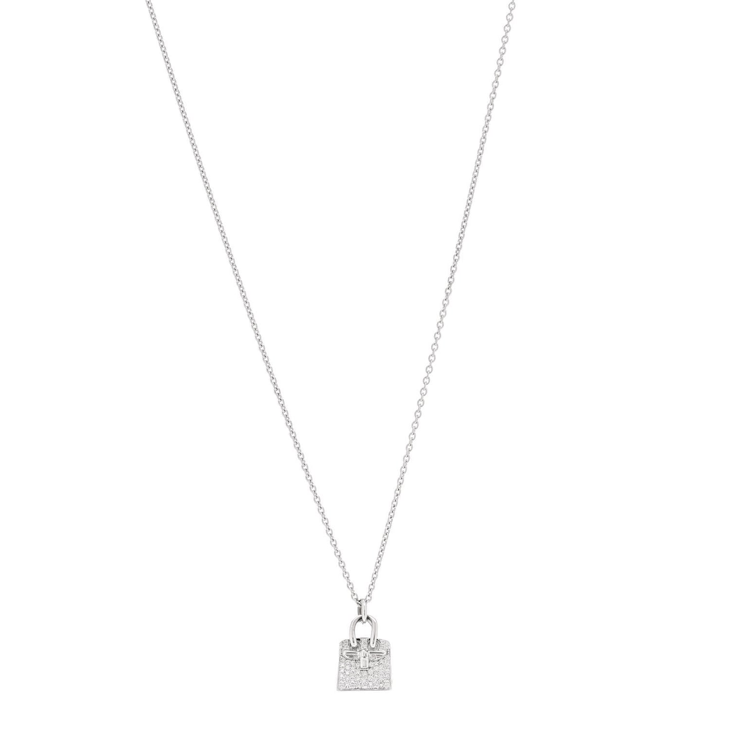 18K White Gold Diamond Birkin Amulettes Pendant Necklace
