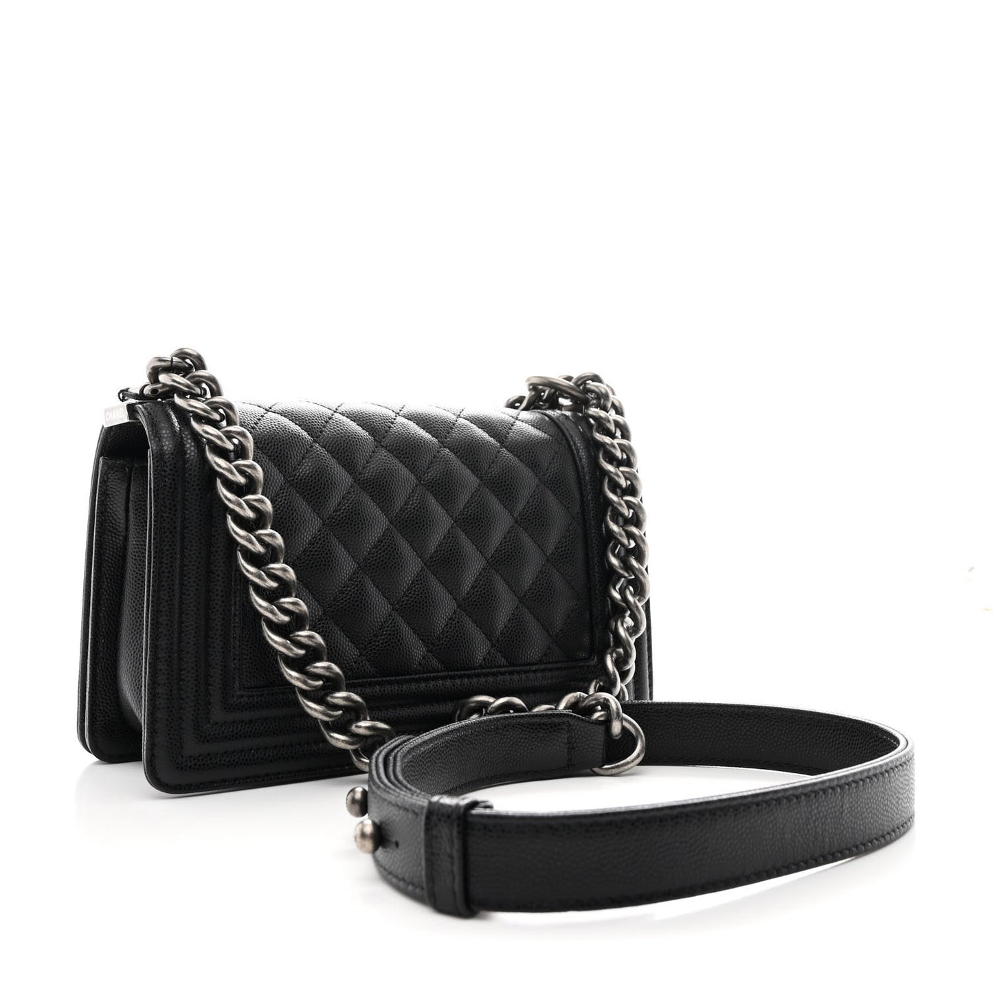 Caviar Quilted Small Boy Flap Black
