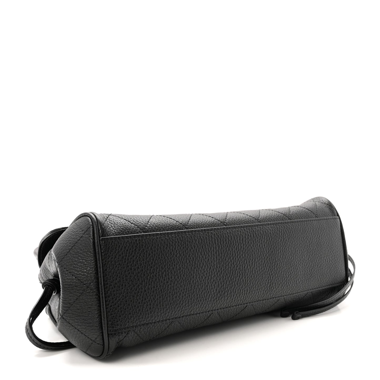 Grained Calfskin Stitched Urban Essentials Small Shopping Bag Black