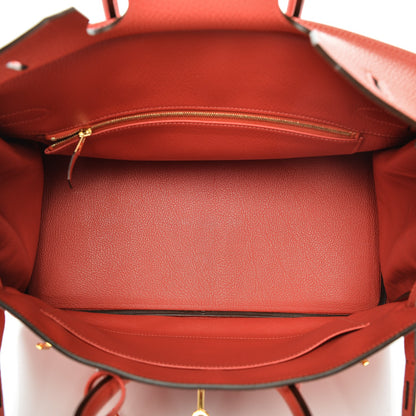 Hermes Taurillon Clemence Birkin 35 Rouge Pivoine 7 of 34