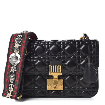 Christian Dior Lambskin Cannage Large Dioraddict Flap Bohemian Strap Black 1 of 11