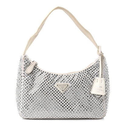 Prada Satin Crystal Mini Re-Edition 2000 Bag White 1 of 12