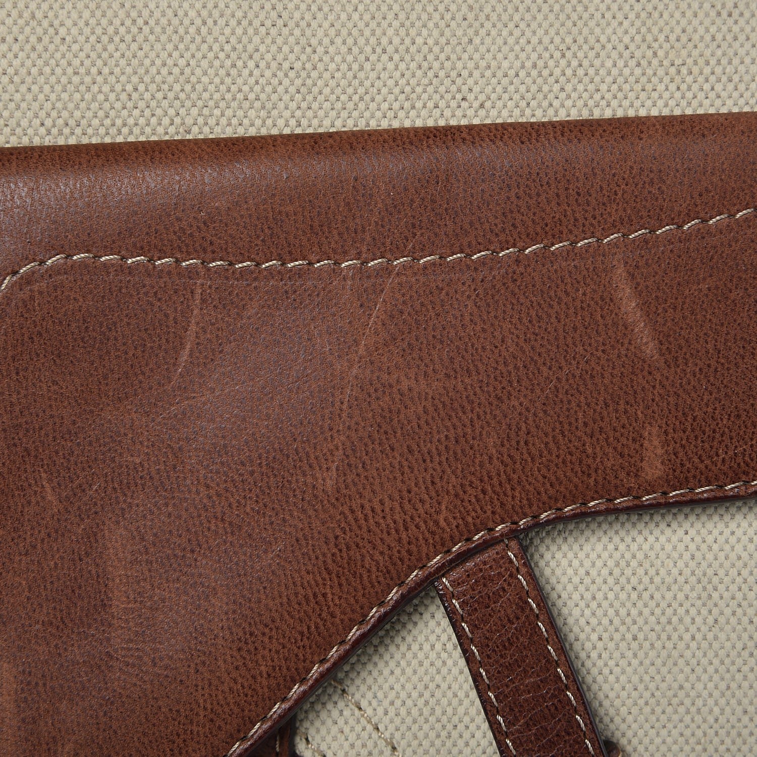 Christian Dior Calfskin Canvas Double Saddle Bag Beige 8 of 11