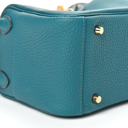 Hermes Taurillon Clemence Mini Lindy 20 Vert Bosphore 8 of 10
