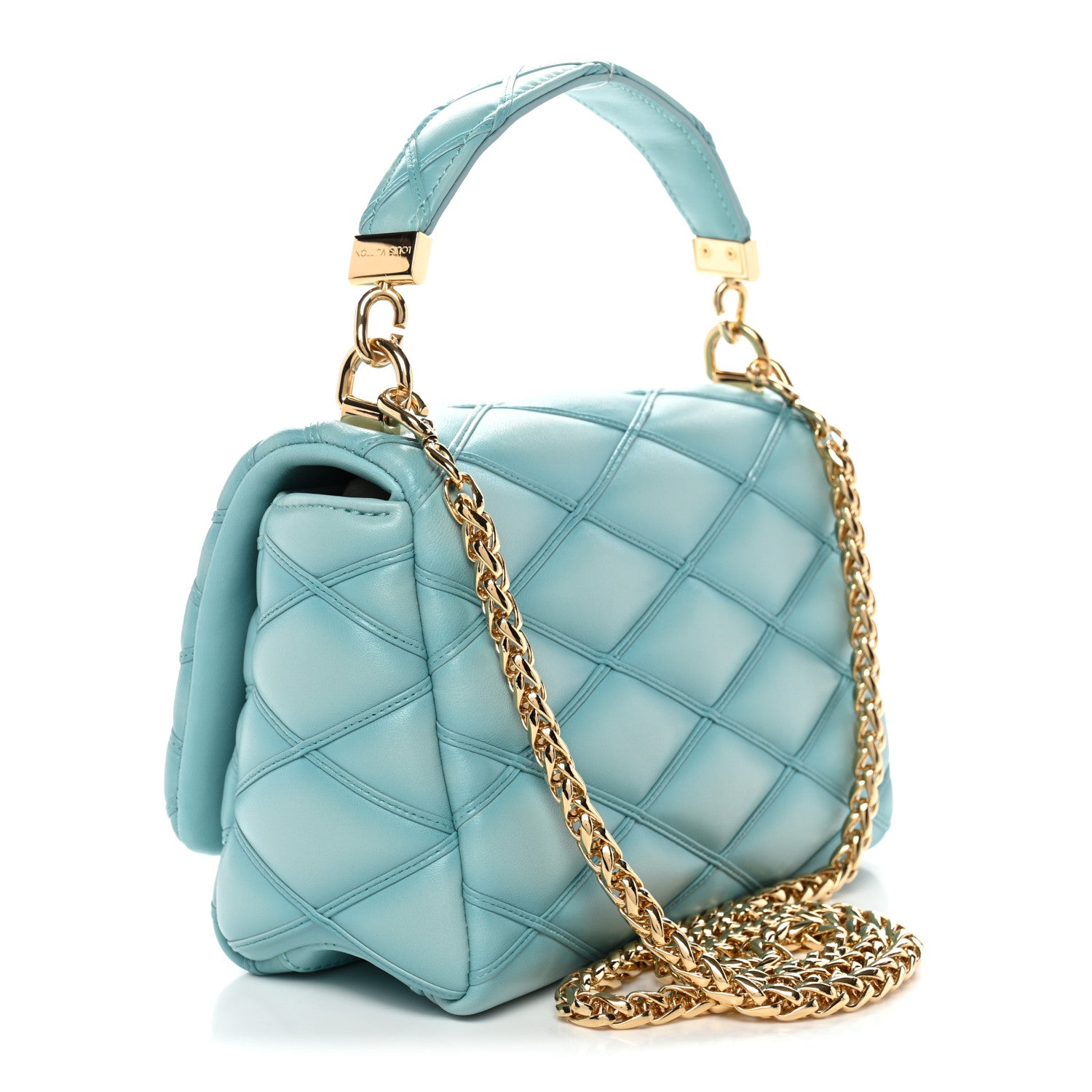 Louis Vuitton Lambskin Malletage Top Handle GO-14 MM Lagoon 4 of 10