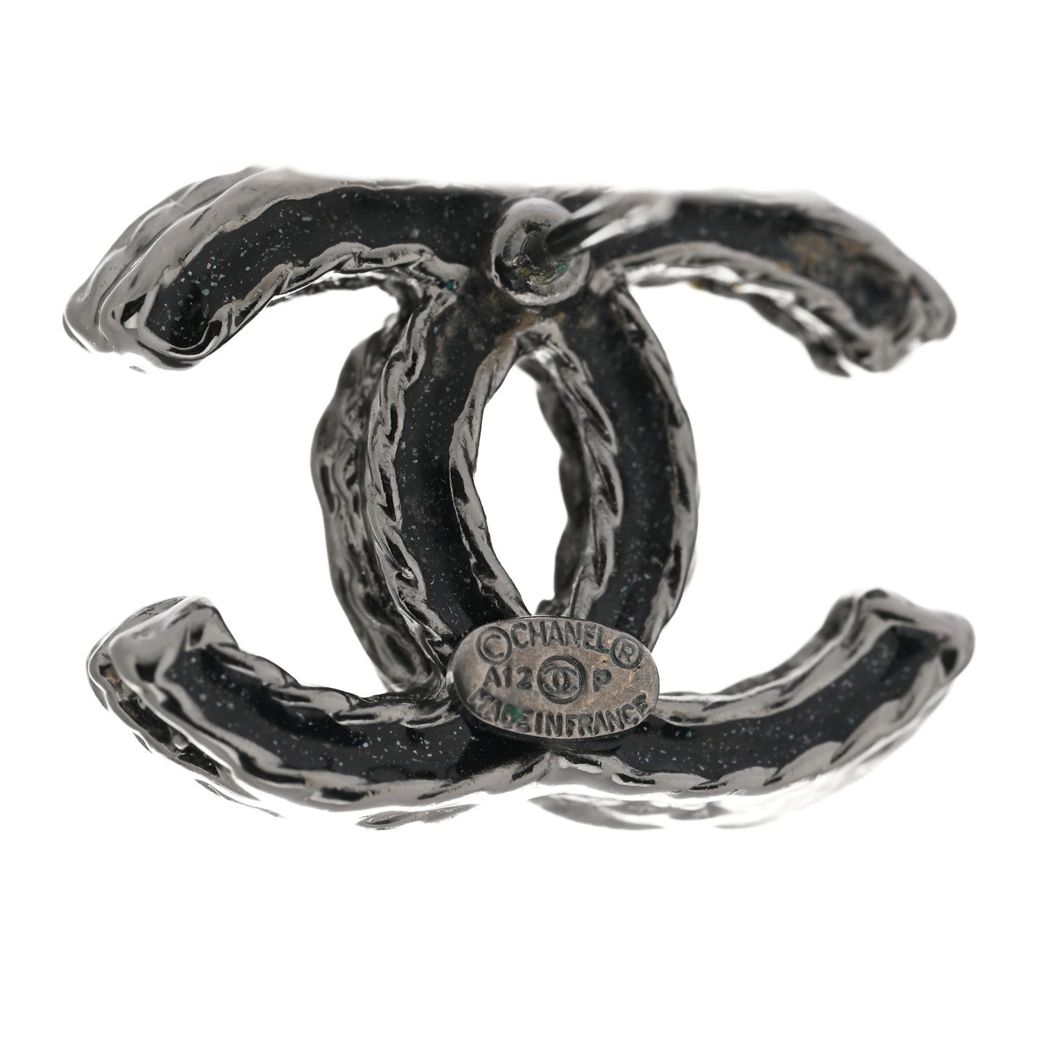 Chanel Ruthenium Crystal CC Earrings Black 4 of 4