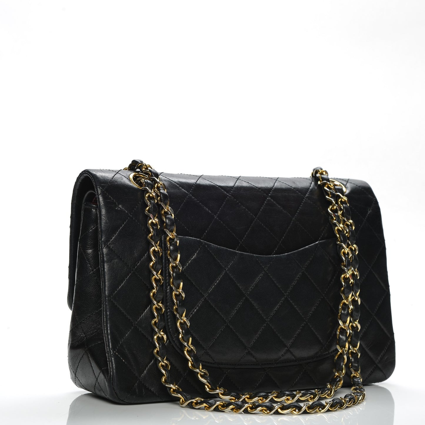 Lambskin Quilted Medium Double Flap Black