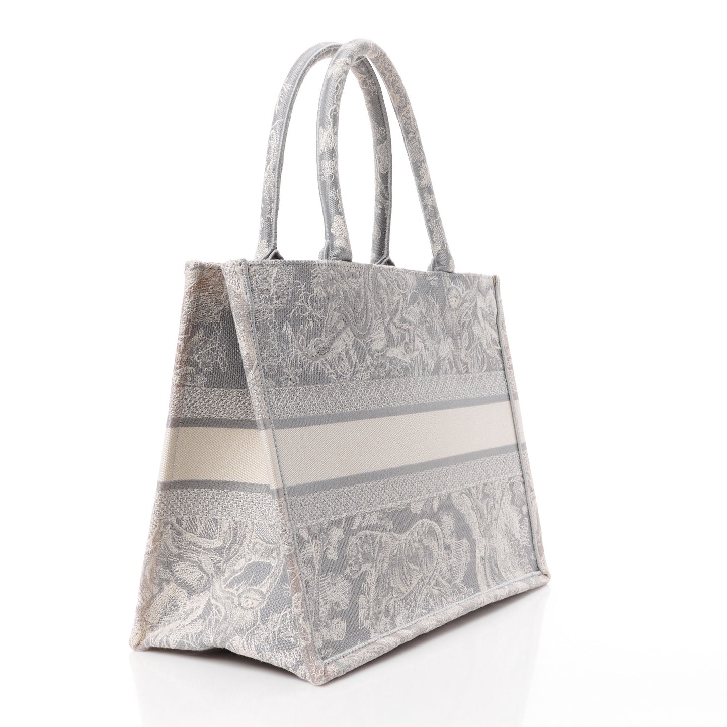 Canvas Embroidered Medium Dioriviera Toile De Jouy Reverse Book Tote Gray